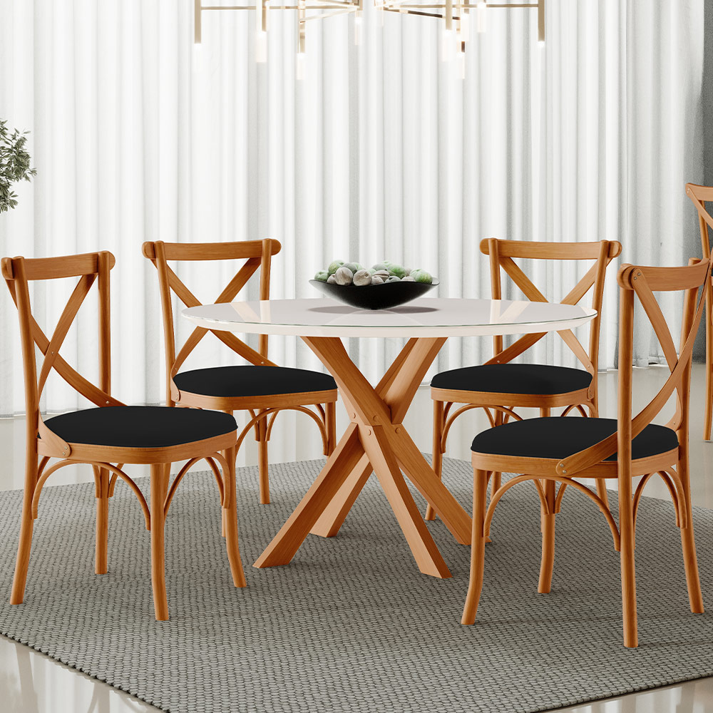 Cadeira Para Sala de Jantar e Estar Living Estofada Ávila L02 Suede Preto - Lyam