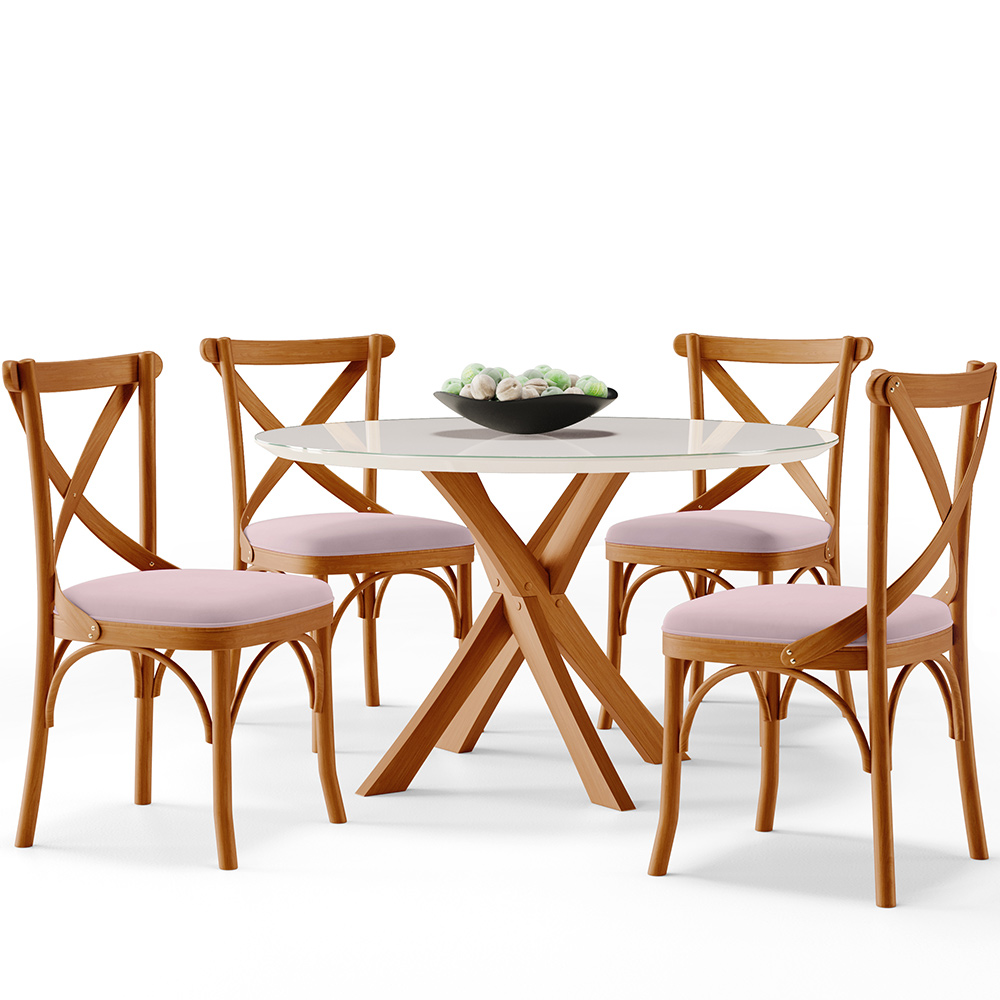 Cadeira Para Sala de Jantar e Estar Living Estofada Ávila L02 Suede Rosê - Lyam