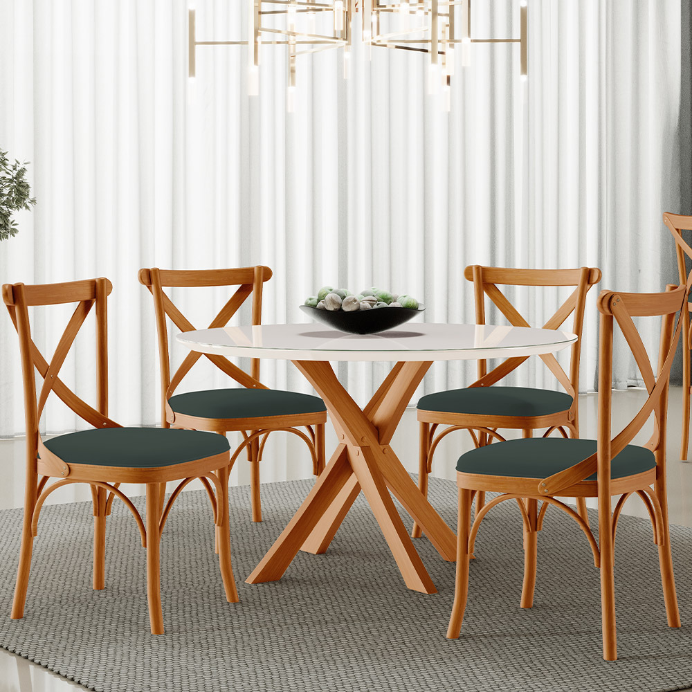 Cadeira Para Sala de Jantar e Estar Living Estofada Ávila L02 Suede Verde Musgo - Lyam