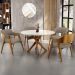 Cadeira Para Sala de Jantar e Estar Living Estofada Suran L02 Bouclê Bege - Lyam