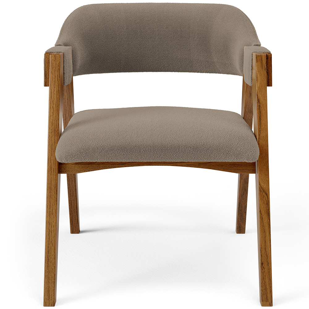Cadeira Para Sala de Jantar e Estar Living Estofada Suran L02 Bouclê Bege - Lyam