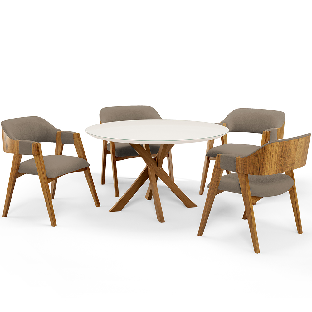 Cadeira Para Sala de Jantar e Estar Living Estofada Suran L02 Bouclê Bege - Lyam