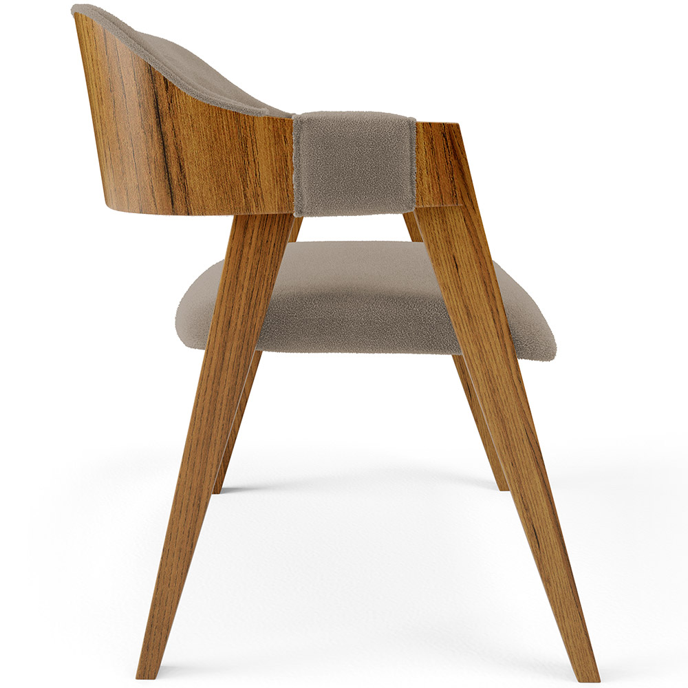 Cadeira Para Sala de Jantar e Estar Living Estofada Suran L02 Bouclê Bege - Lyam