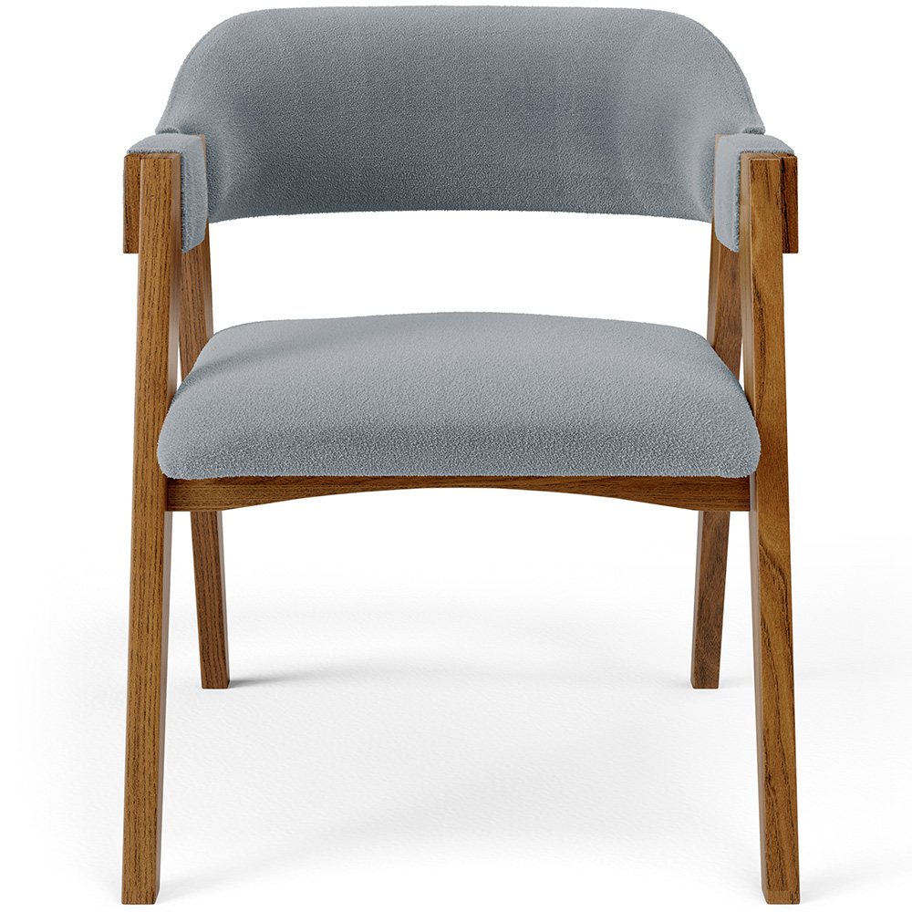 Cadeira Para Sala de Jantar e Estar Living Estofada Suran L02 Bouclê Cinza - Lyam