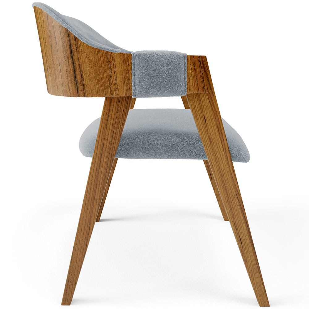 Cadeira Para Sala de Jantar e Estar Living Estofada Suran L02 Bouclê Cinza - Lyam
