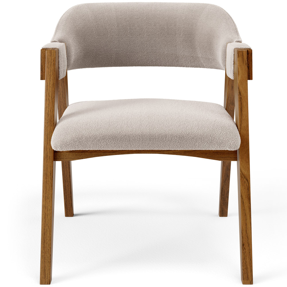 Cadeira Para Sala de Jantar e Estar Living Estofada Suran L02 Bouclê Creme - Lyam