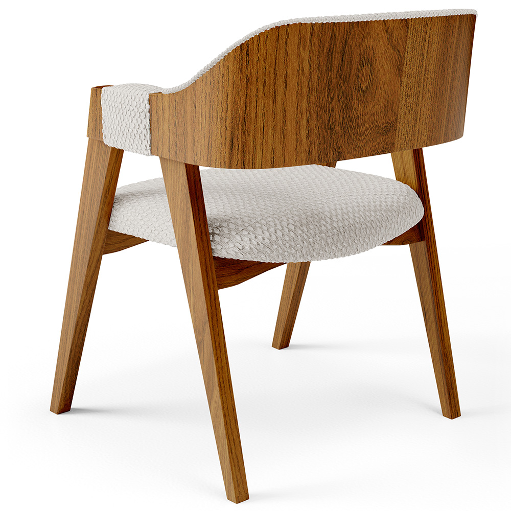 Cadeira Para Sala de Jantar e Estar Living Estofada Suran L02 Bouclê Cru - Lyam