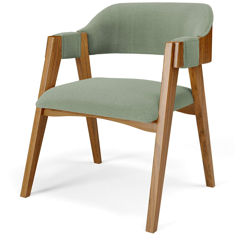 Cadeira Para Sala de Jantar e Estar Living Estofada Suran L02 Bouclê Oliva - Lyam