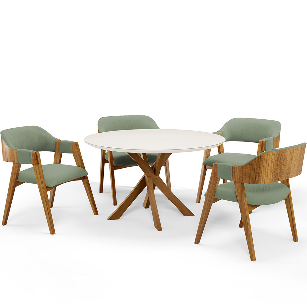 Cadeira Para Sala de Jantar e Estar Living Estofada Suran L02 Bouclê Oliva - Lyam