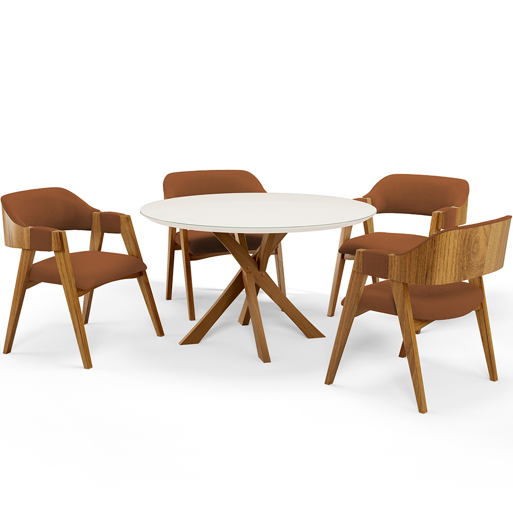 Cadeira Para Sala de Jantar e Estar Living Estofada Suran L02 Bouclê Terracota - Lyam