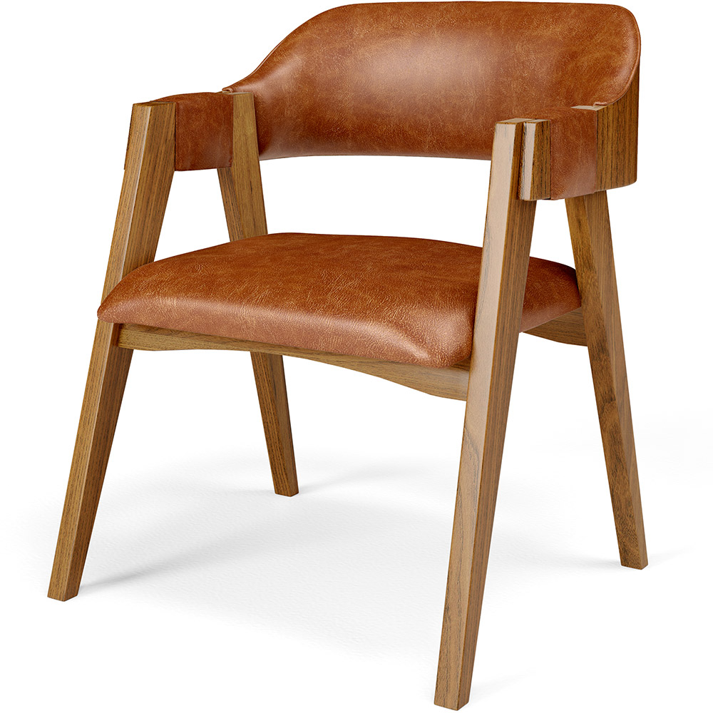 Cadeira Para Sala de Jantar e Estar Living Estofada Suran L02 Couríssimo Camel - Lyam