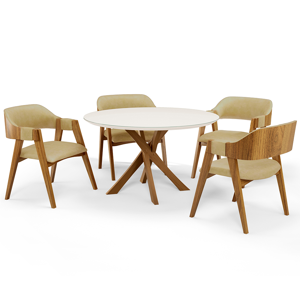 Cadeira Para Sala de Jantar e Estar Living Estofada Suran L02 Couríssimo Fendi - Lyam