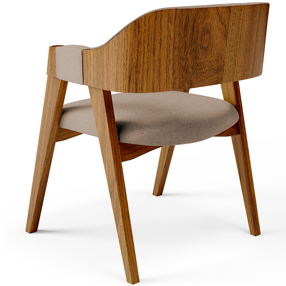 Cadeira Para Sala de Jantar e Estar Living Estofada Suran L02 Linho Bege Escuro - Lyam