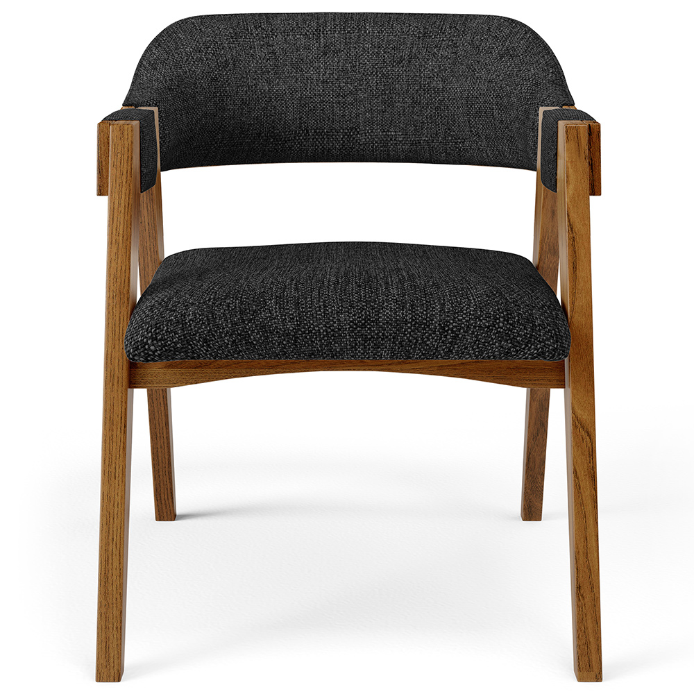 Cadeira Para Sala de Jantar e Estar Living Estofada Suran L02 Linho Chumbo - Lyam