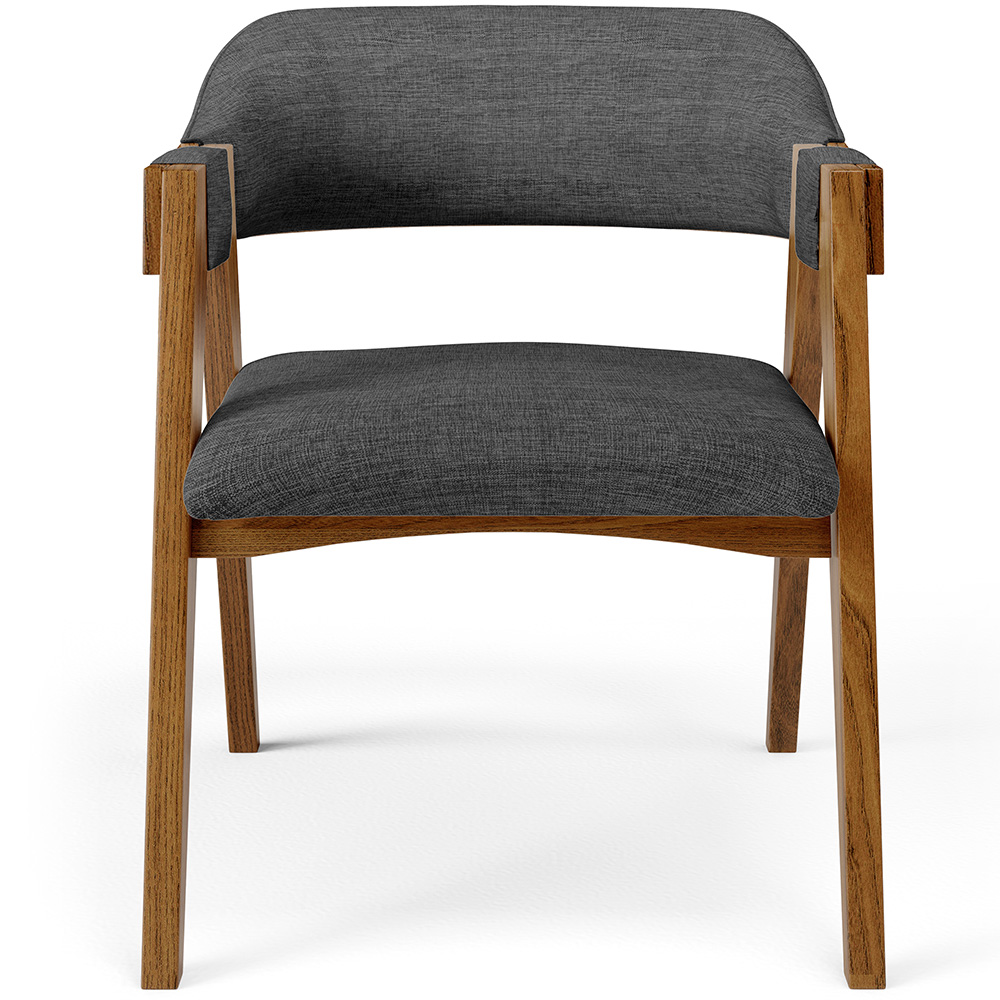 Cadeira Para Sala de Jantar e Estar Living Estofada Suran L02 Linho Cinza Escuro - Lyam
