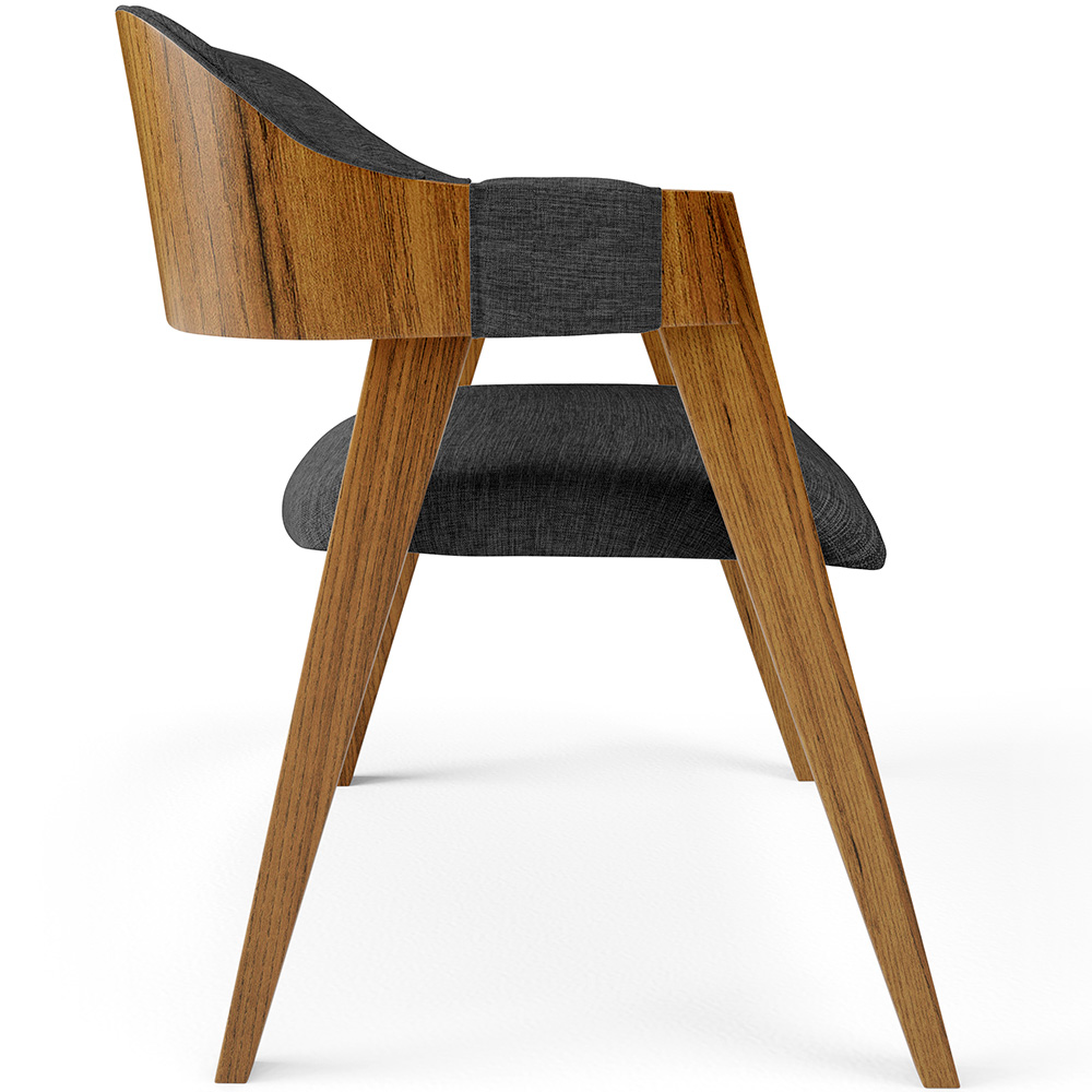 Cadeira Para Sala de Jantar e Estar Living Estofada Suran L02 Linho Cinza Escuro - Lyam