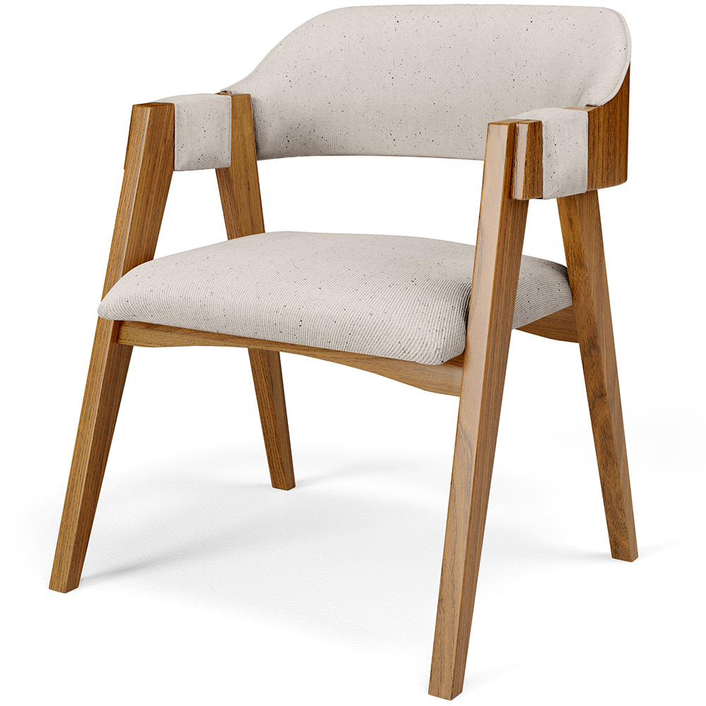 Cadeira Para Sala de Jantar e Estar Living Estofada Suran L02 Linho Cru - Lyam