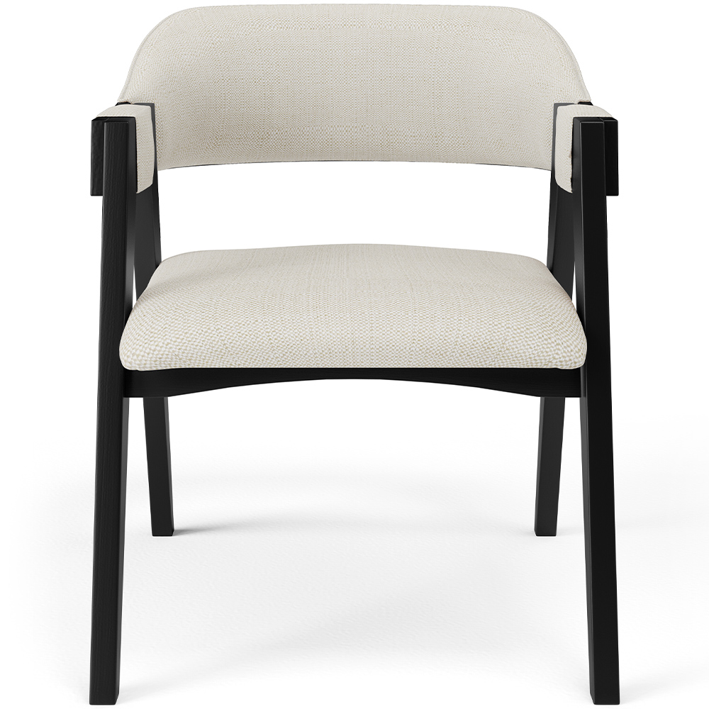 Cadeira Para Sala de Jantar e Estar Living Estofada Suran L02 Preto Linho Champagne - Lyam
