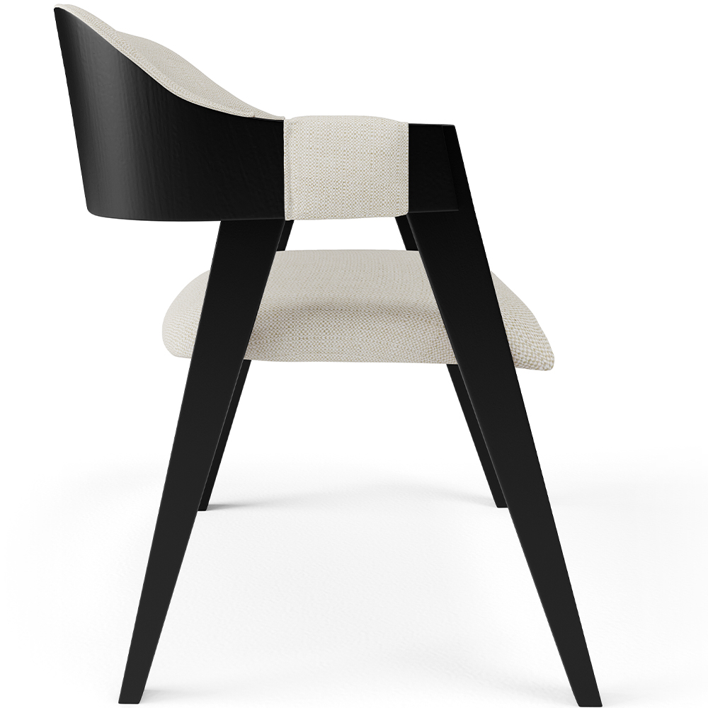 Cadeira Para Sala de Jantar e Estar Living Estofada Suran L02 Preto Linho Champagne - Lyam