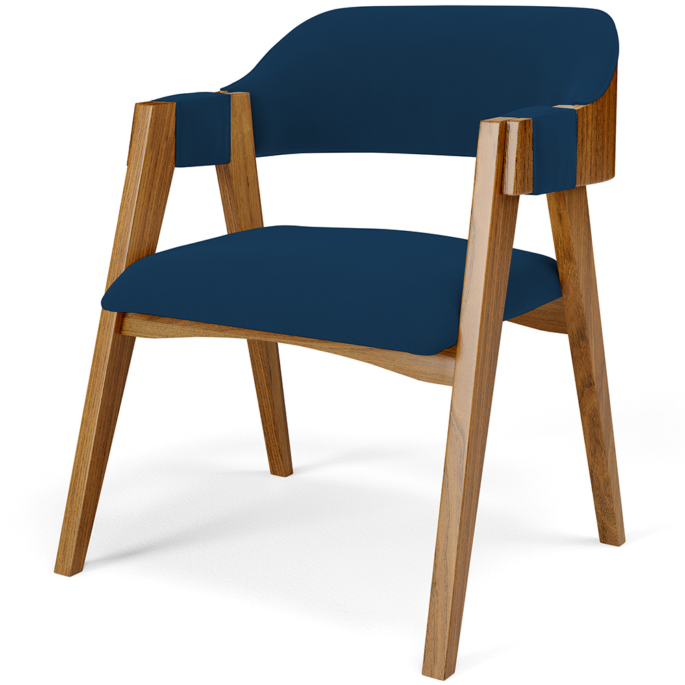 Cadeira Para Sala de Jantar e Estar Living Estofada Suran L02 Suede Azul Marinho - Lyam