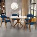 Cadeira Para Sala de Jantar e Estar Living Estofada Suran L02 Suede Azul Marinho - Lyam