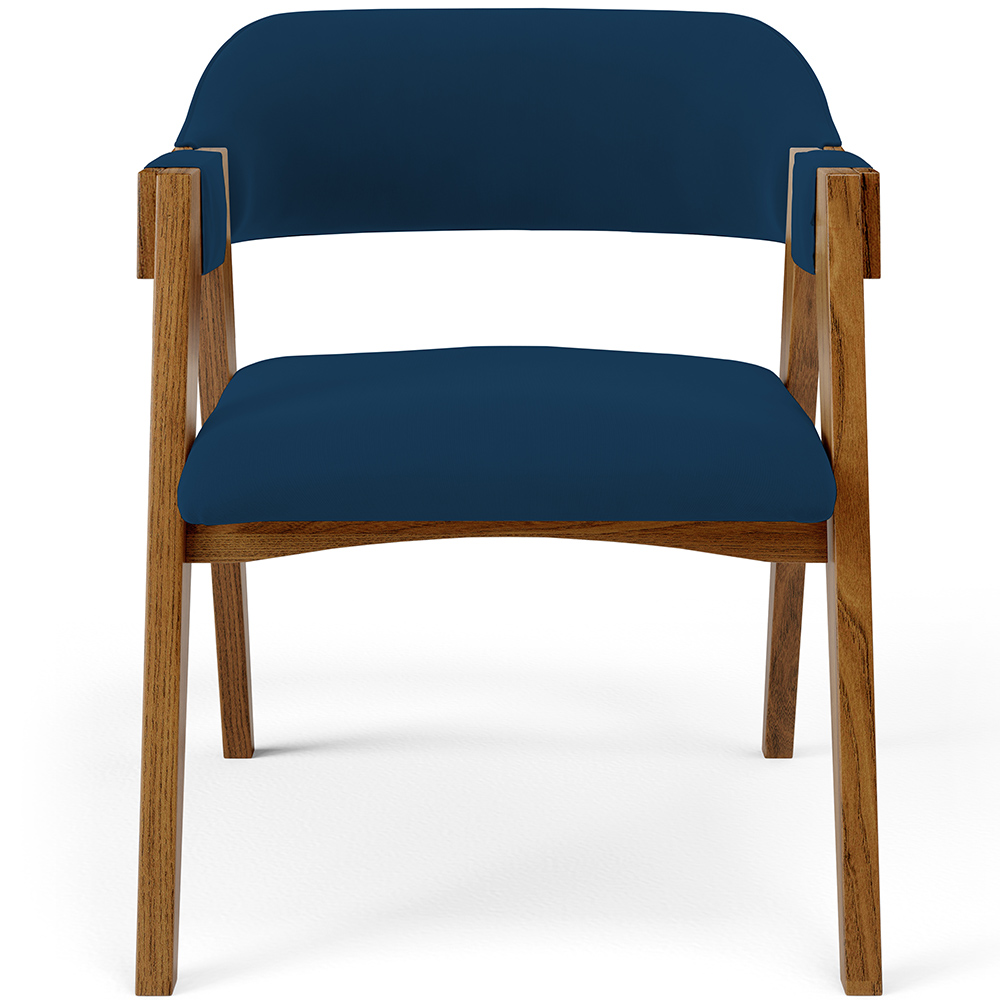 Cadeira Para Sala de Jantar e Estar Living Estofada Suran L02 Suede Azul Marinho - Lyam