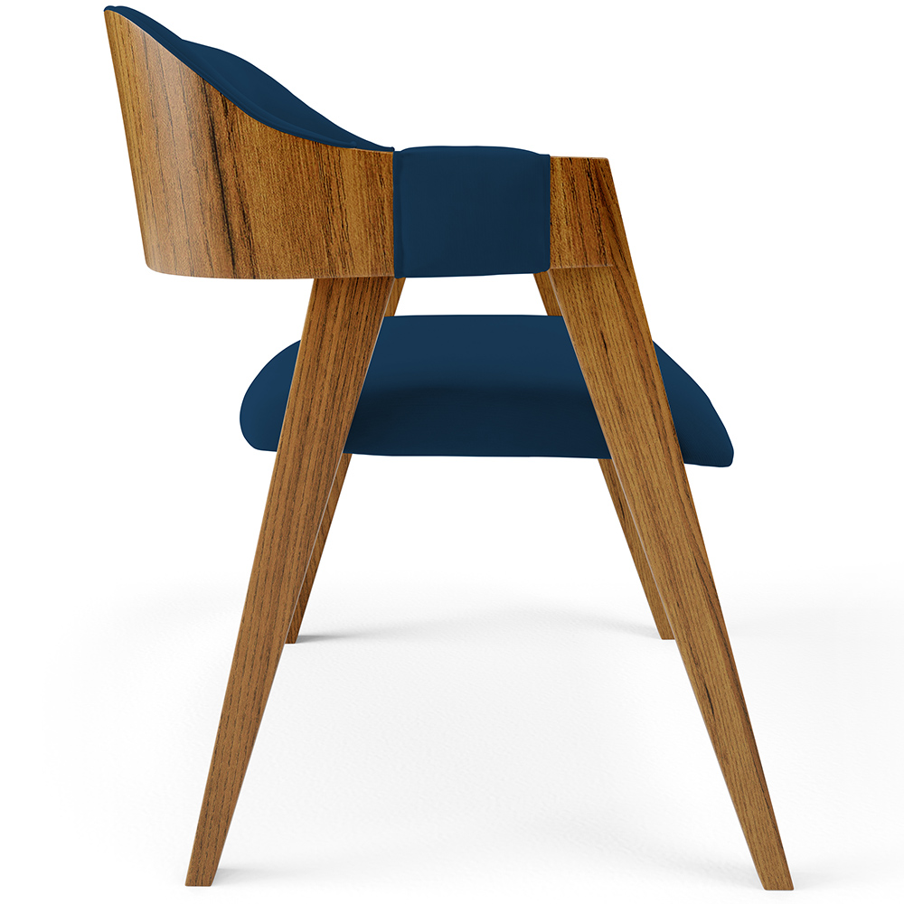 Cadeira Para Sala de Jantar e Estar Living Estofada Suran L02 Suede Azul Marinho - Lyam