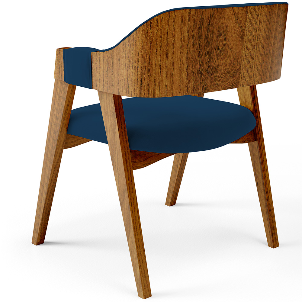 Cadeira Para Sala de Jantar e Estar Living Estofada Suran L02 Suede Azul Marinho - Lyam