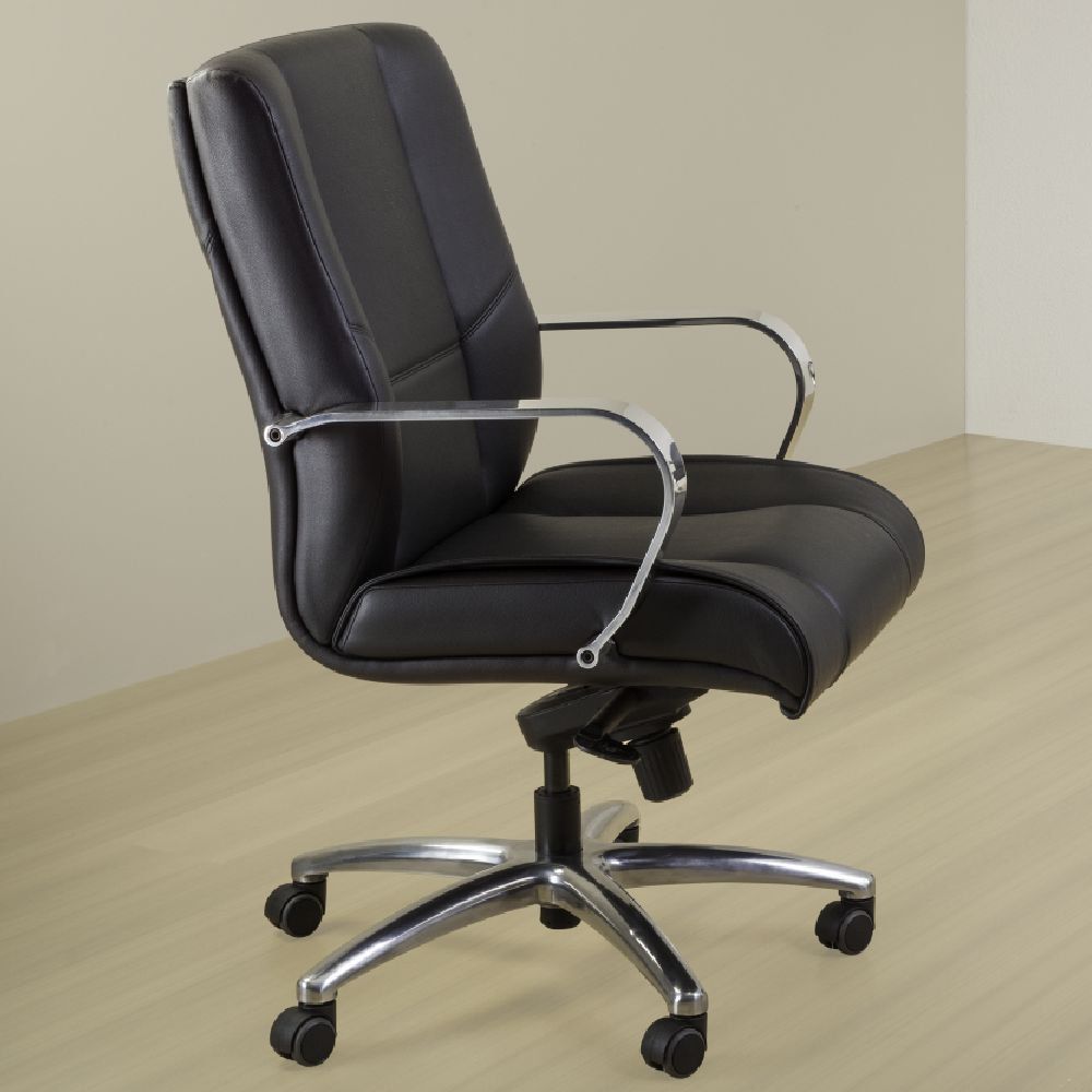 Cadeira de Escritório Diretor Executiva New Onix F02 Couro Ecológico Preto - Lyam Decor