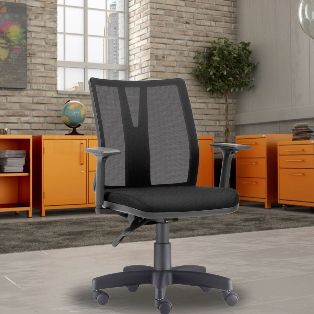 Cadeira de Escritório Diretor Giratória Executiva Addit F02 Crepe Preto - Lyam Decor