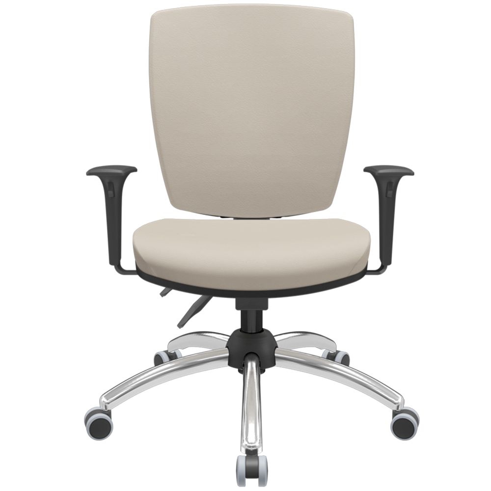 Cadeira de Escritório Diretor Office Base Giratória Cromada Alta Flexi P03 Vinil Bege - Lyam