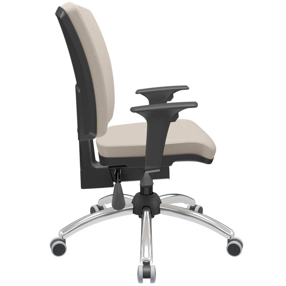 Cadeira de Escritório Diretor Office Base Giratória Cromada Alta Flexi P03 Vinil Bege - Lyam