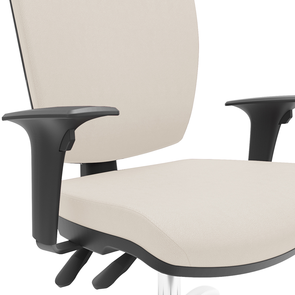 Cadeira de Escritório Diretor Office Base Giratória Cromada Alta Flexi P03 Vinil Bege - Lyam