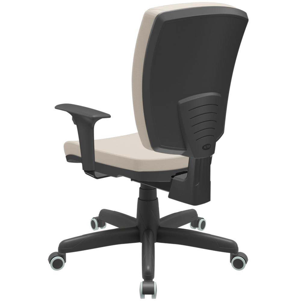 Cadeira de Escritório Diretor Office Base Giratória Preto Alta Flexi P03 Vinil Bege - Lyam