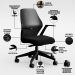 Cadeira de Escritório Executiva Giratória Diretor Office Argos L02 Crepe Preto - Lyam Decor