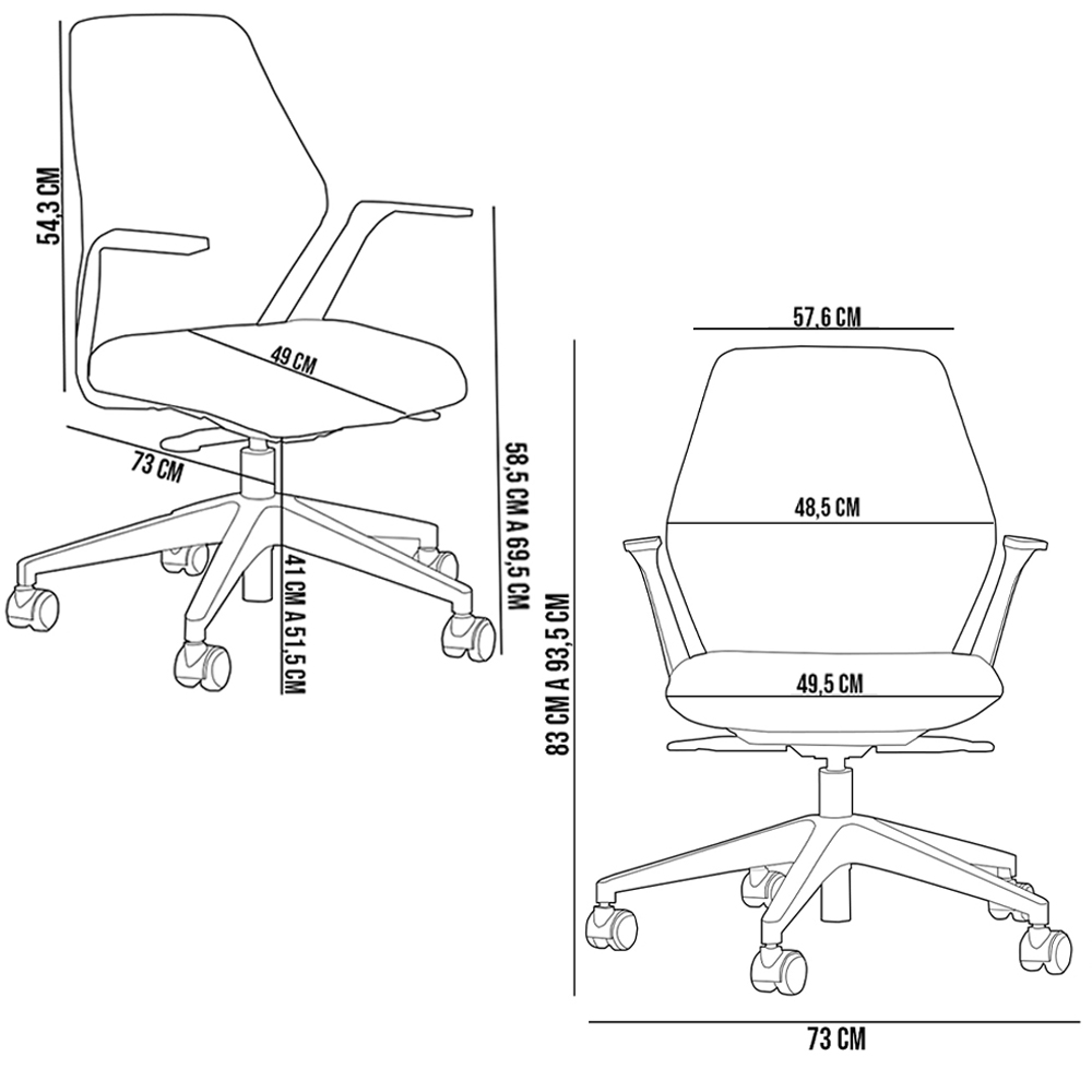 Cadeira de Escritório Executiva Giratória Diretor Office Argos L02 Crepe Preto - Lyam Decor