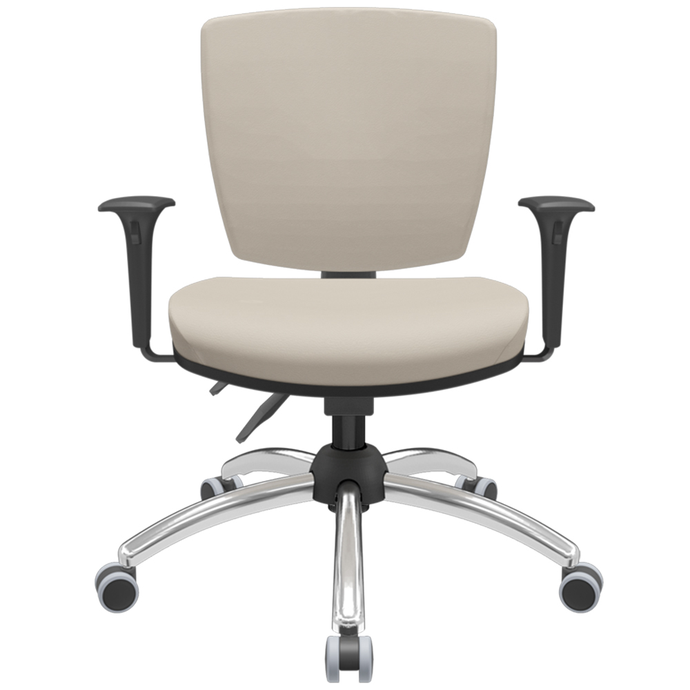 Cadeira de Escritório Executiva Office Base Giratória Cromada Baixa Flexi P03 Vinil Bege - Lyam