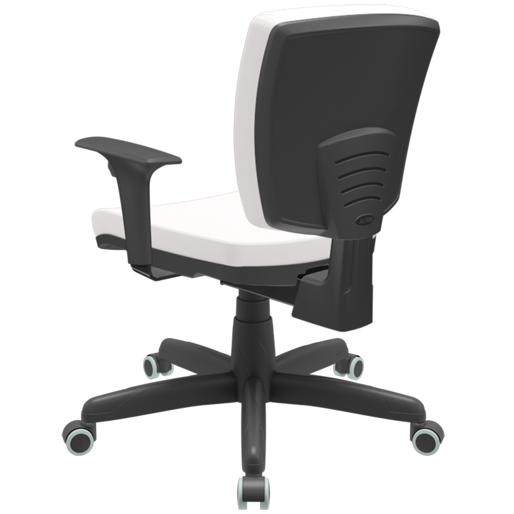 Cadeira de Escritório Executiva Office Base Giratória Preto Baixa Flexi P03 Vinil Branco - Lyam