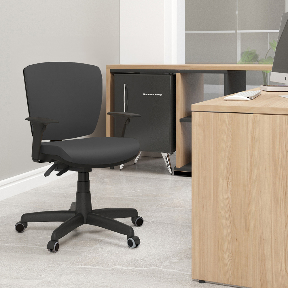 Cadeira de Escritório Executiva Office Base Giratória Preto Baixa Flexi P03 Vinil Preto - Lyam