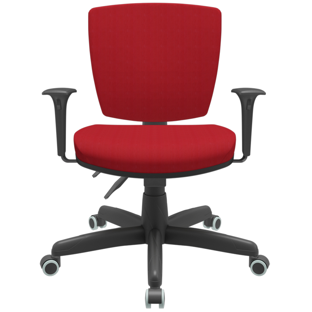 Cadeira de Escritório Executiva Office Giratória Preto Baixa Flexi P03 Poliéster Vermelho - Lyam