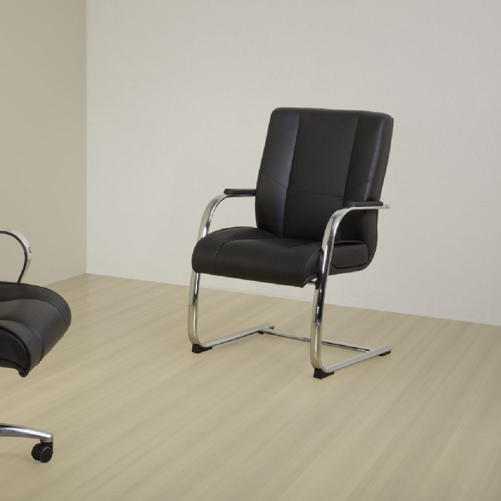 Cadeira de Escritório Fixa Executiva New Onix F02 Couro Ecológico Preto - Lyam Decor