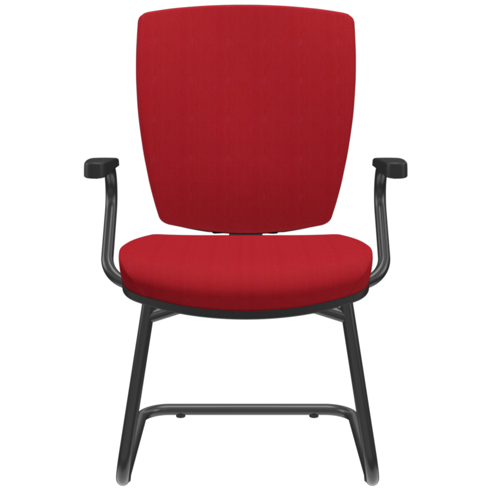 Cadeira de Escritório Fixa Executiva Office Preto Slim Alta Flexi P03 Poliéster Vermelho - Lyam