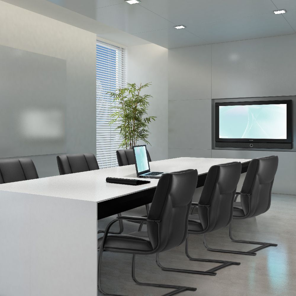 Cadeira de Escritório Fixa Preto Executiva New Onix F02 Couro Ecológico Preto - Lyam Decor