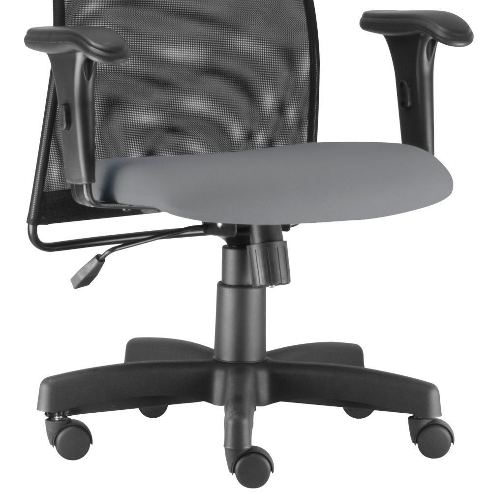 Cadeira de Escritório Giratória Executiva Ergonômica Liss L02 Couro Sintético Cinza - Lyam Decor