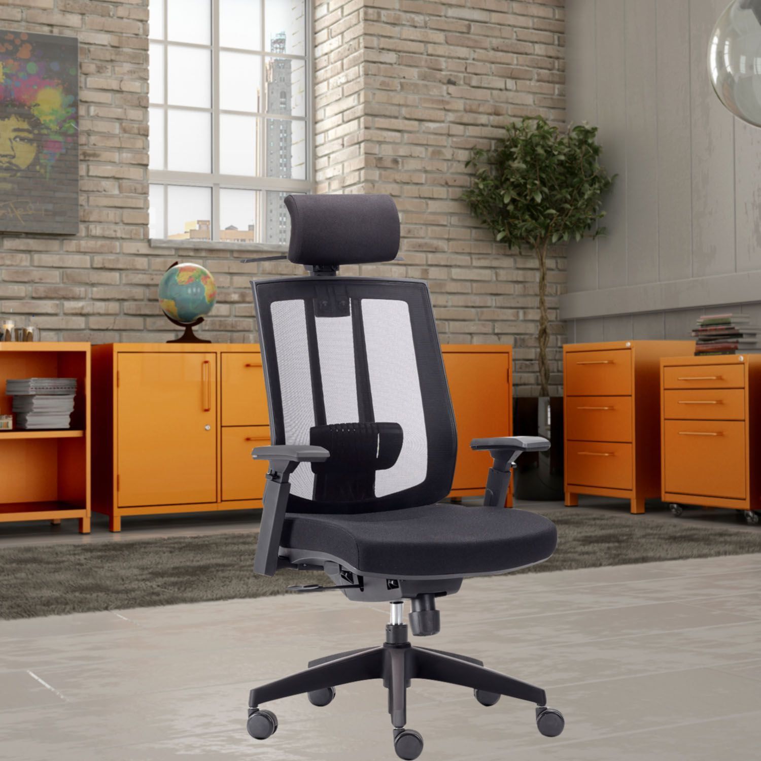 Cadeira de Escritório Giratória Presidente Executiva Song F02 Preto - Lyam Decor