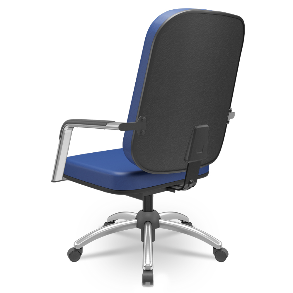 Cadeira de Escritório Giratória com Braço Cromada Magno P03 Vinil Azul - Lyam Decor