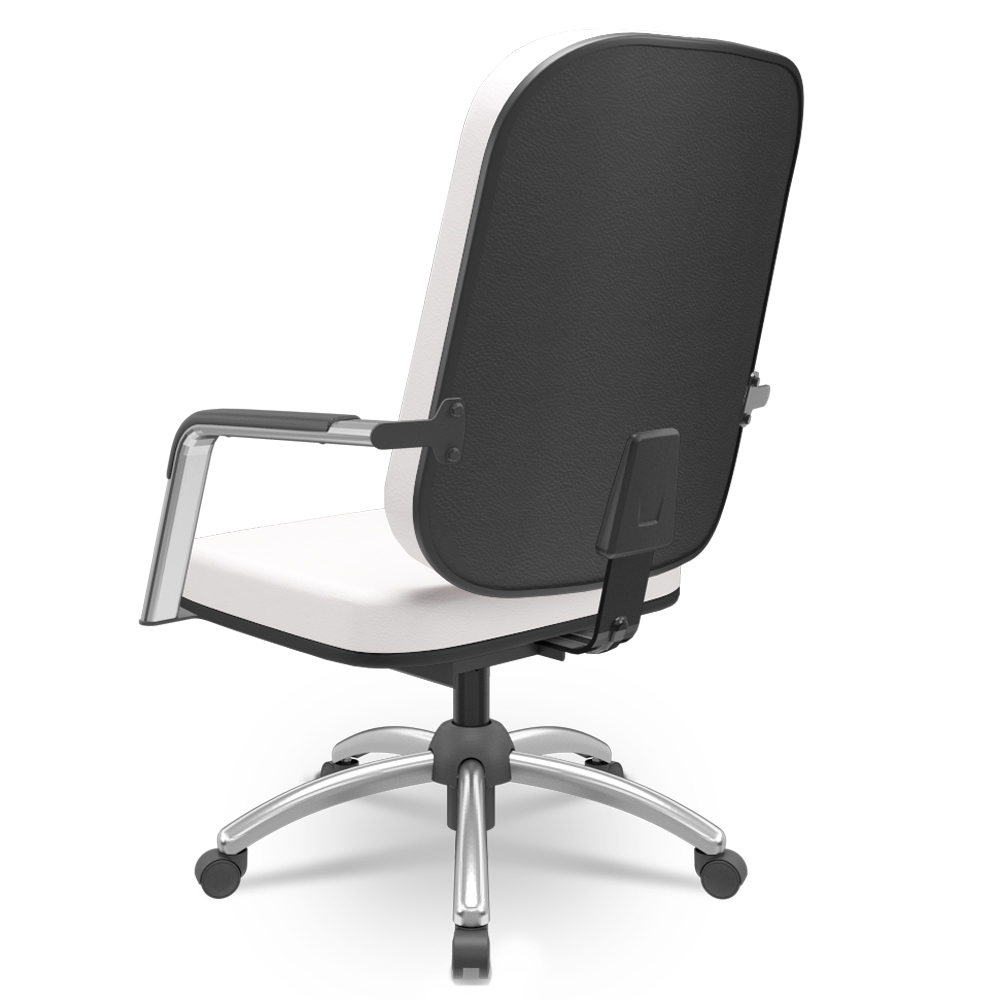 Cadeira de Escritório Giratória com Braço Cromada Magno P03 Vinil Branco - Lyam Decor
