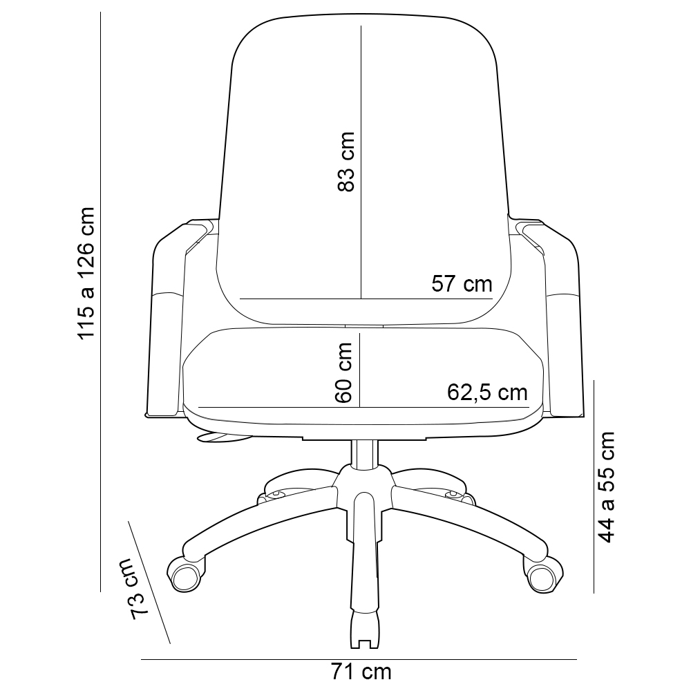 Cadeira de Escritório Giratória com Braço Cromada Magno P03 Vinil Cinza - Lyam Decor