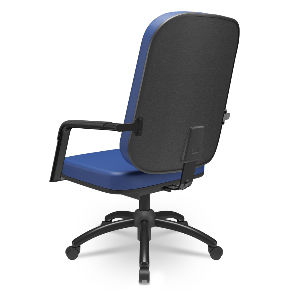 Cadeira de Escritório Giratória com Braço Preta Magno P03 Vinil Azul - Lyam Decor