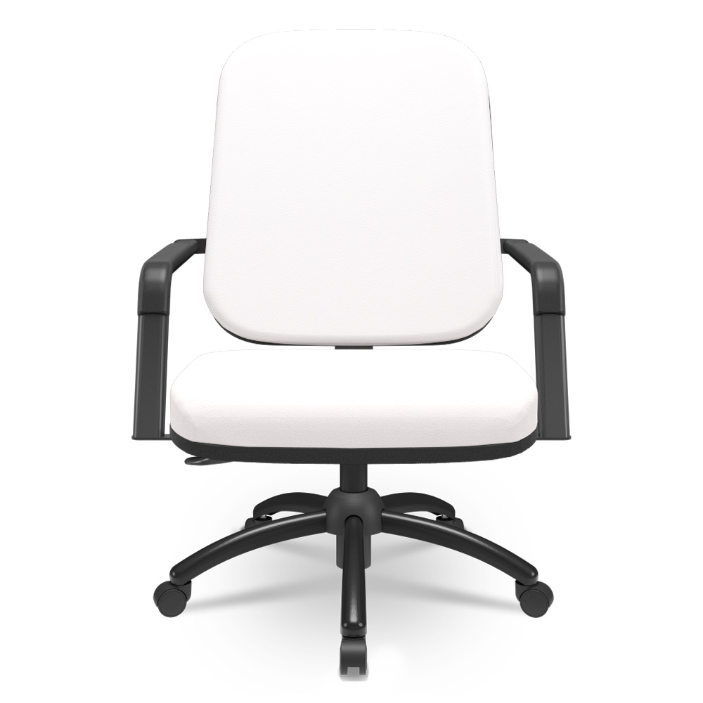 Cadeira de Escritório Giratória com Braço Preta Magno P03 Vinil Branco - Lyam Decor
